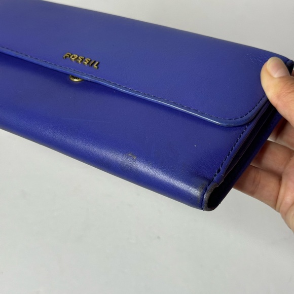 FOSSIL MEMOIR DEEP VIOLET FLAP CHECKBOOK CLUTCH PURSE WALLET - Picture 3 of 10